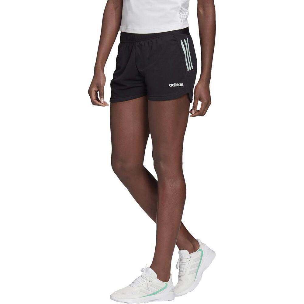 Adidas Designed 2 Move 3 Stripes Knit Woman Shorts Black/Green Tint XL